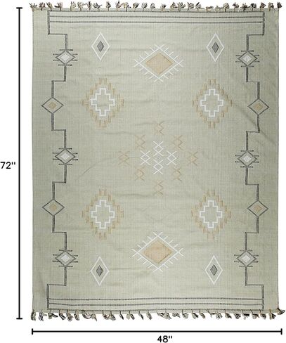 EORC EI04BG8X10 Hand-Knotted Wool Flat Weave Rug, 7'9 x 9'9, Beige in Saudi Arabia