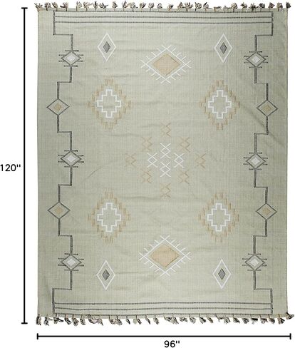 EORC EI04BG8X10 Hand-Knotted Wool Flat Weave Rug, 7'9 x 9'9, Beige in Saudi Arabia