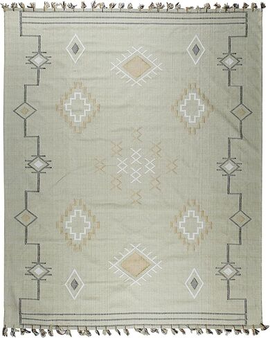 EORC EI04BG8X10 Hand-Knotted Wool Flat Weave Rug, 7'9 x 9'9, Beige in Saudi Arabia