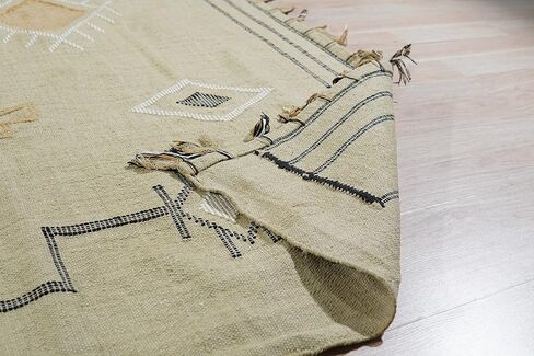EORC EI04BG8X10 Hand-Knotted Wool Flat Weave Rug, 7'9 x 9'9, Beige in Saudi Arabia