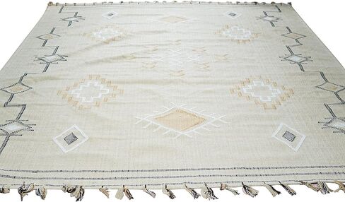 EORC EI04BG8X10 Hand-Knotted Wool Flat Weave Rug, 7'9 x 9'9, Beige in Saudi Arabia