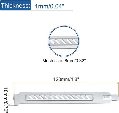 MECCANIXITY 12PCS Silvery PCI Slot Cover Dust Filter, Blanking Plate Ventilation Deflector Bracket Expansion with Slant Holes for Computer Cases in Saudi Arabia