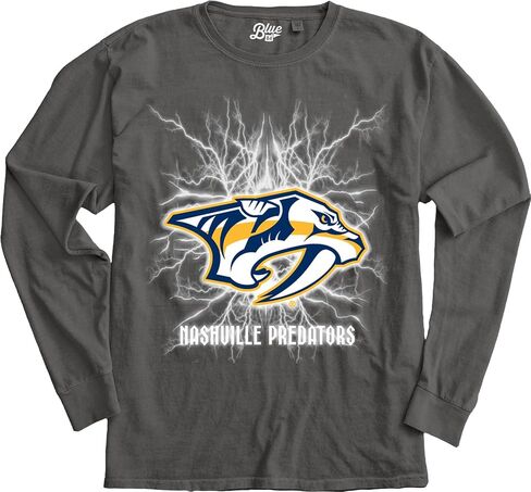 Blue 84 NHL Officially Licensed Long Sleeve T-Shirt Ringspun Electric Black in Saudi Arabia