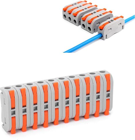 20pcs PCT-2-1M Wire Conductor Connector, Mini Lever?Nut 1?in?1?Out Fast Terminal Block 250V for 0.08?4mm2 Wire in Saudi Arabia