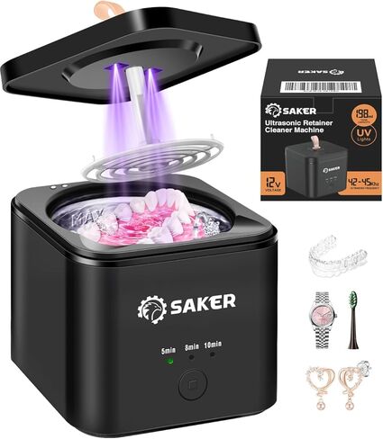 Saker Ultrasonic Cleaner Ultrasonic Jewelry Cleaner, 45Khz Jewelry Cleaner Ultrasonic Machine, Ring Cleaner Ultrasonic, Ultrasonic Retainer Cleaner for Dentures, Jewelry, Mouth Guard Cleaner in Saudi Arabia