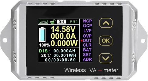 الفولتميتر DC مقياس التيار الكهربائي، متعدد الوظائف DC متر شاشة LCD ملونة DC الجهد مقياس التيار الكهربائي متر اختبار واط (VAT-4300) in Saudi Arabia
