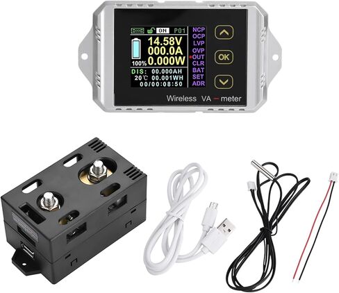 الفولتميتر DC مقياس التيار الكهربائي، متعدد الوظائف DC متر شاشة LCD ملونة DC الجهد مقياس التيار الكهربائي متر اختبار واط (VAT-4300) in Saudi Arabia