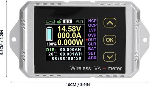 الفولتميتر DC مقياس التيار الكهربائي، متعدد الوظائف DC متر شاشة LCD ملونة DC الجهد مقياس التيار الكهربائي متر اختبار واط (VAT-4300) in Saudi Arabia
