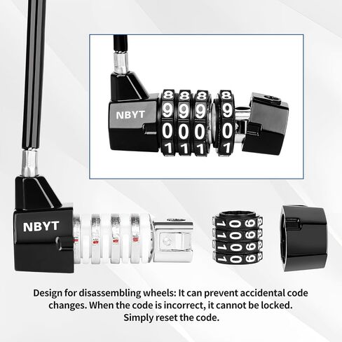 Cable Locks with Combination,Steel Cable Rope Wire 4-Digit Combination Lock with Resettable Code for Bikes, Lockers, File Cabinets, Wardrobes, Small Fences,gate Lock, Pool Padlock. in Saudi Arabia