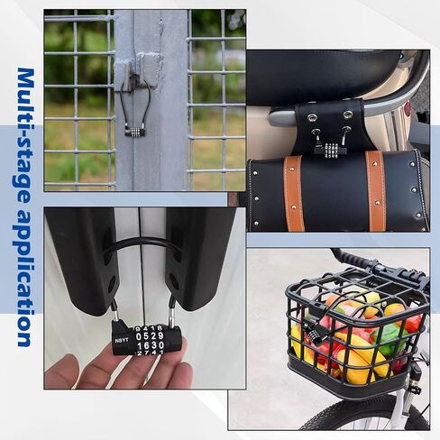 Cable Locks with Combination,Steel Cable Rope Wire 4-Digit Combination Lock with Resettable Code for Bikes, Lockers, File Cabinets, Wardrobes, Small Fences,gate Lock, Pool Padlock. in Saudi Arabia