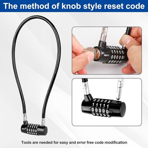 Cable Locks with Combination,Steel Cable Rope Wire 4-Digit Combination Lock with Resettable Code for Bikes, Lockers, File Cabinets, Wardrobes, Small Fences,gate Lock, Pool Padlock. in Kuwait