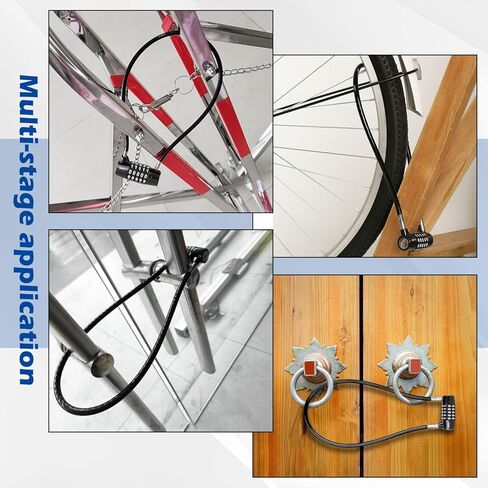 Cable Locks with Combination,Steel Cable Rope Wire 4-Digit Combination Lock with Resettable Code for Bikes, Lockers, File Cabinets, Wardrobes, Small Fences,gate Lock, Pool Padlock. in Kuwait