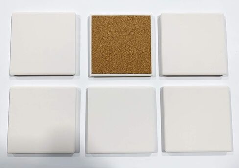 Absorbent White Stone Coaster Blanks for Crafts, 4-inch, White with Cork Back, Decorate Your Own Cup Coaster DIY Project (6-Pack) (SJT00094) in Saudi Arabia