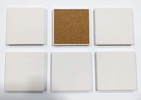 Absorbent White Stone Coaster Blanks for Crafts, 4-inch, White with Cork Back, Decorate Your Own Cup Coaster DIY Project (6-Pack) (SJT00094) in Saudi Arabia