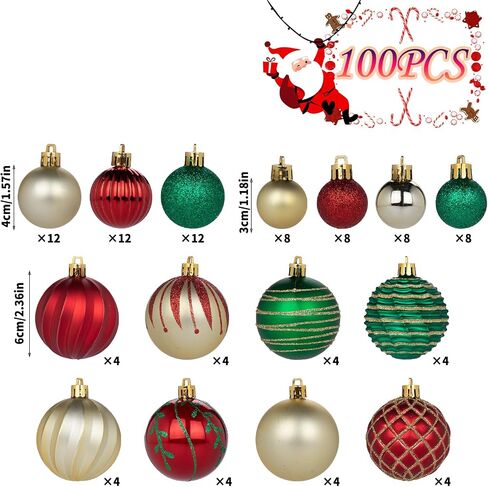 100Pcs 4th of July Tree Decorations Patriotic Ornaments, 2.36'' Memorial Day Red White Blue Ornaments and Star, Shatterproof American Hanging Ball Decor for Independence Day USA 250th Holiday in Kuwait