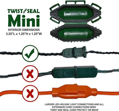 Mini Holiday Light Cord Protector and Christmas Light Plug Cover - Green (5 Pack) in Kuwait
