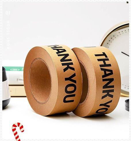 Thank You Brown Paper Packing Tape, Designer Kraft Paper Tape for Small Business, Shipping Tapes for Sealing Boxes, Gifts, Thank You, 2" x 55 yd in Kuwait