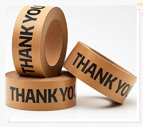 Thank You Brown Paper Packing Tape, Designer Kraft Paper Tape for Small Business, Shipping Tapes for Sealing Boxes, Gifts, Thank You, 2" x 55 yd in Kuwait