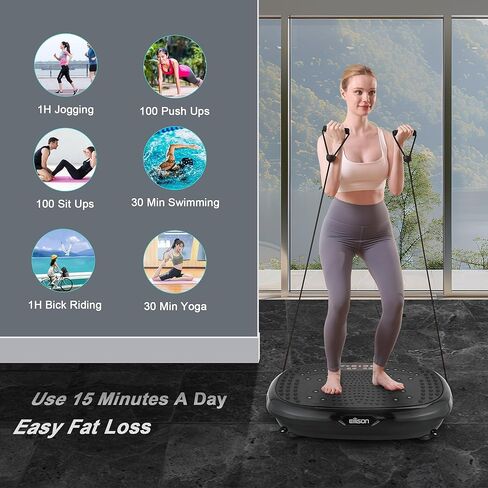 جهاز تمرين لوحة الاهتزاز من EILISON Fitpro - منصة لياقة بدنية بالاهتزاز لتمرين الجسم بالكامل مع أربطة حلقية - آلة التصريف اللمفاوي للتشكيل والتنغيم والصحة والتعافي in Kuwait
