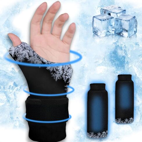 Thumb Wrist Ice Pack Glove, Wrist Thumb Cold Pack, Soft Gel Cold Pack with Adjustable Strap Support for Carpal Tunnel Syndrome, Finger Related Injuries, Sprains (One Glove + Two Finger Ice Packs) in Saudi Arabia