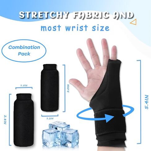 Thumb Wrist Ice Pack Glove, Wrist Thumb Cold Pack, Soft Gel Cold Pack with Adjustable Strap Support for Carpal Tunnel Syndrome, Finger Related Injuries, Sprains (One Glove + Two Finger Ice Packs) in Saudi Arabia