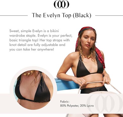 مجموعة Evelyn العلوية والسفلية - مجموعة بيكيني عالية الخصر مع قطعة علوية مثلثة قابلة للتعديل وتفاصيل ربطة أمامية in Kuwait