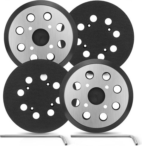 4 قطع من وسادة الصنفرة المعدنية البديلة مقاس 5 بوصات و8 فتحات متوافقة مع Milwaukee 6021-21 6034-21 2648-20 2648-21 قطعة استبدال حلقة وخطاف الصنفرة المدارية رقم 51-36-7100 (4 وسادات سنفرة ذات فتحات لولبية) in Saudi Arabia