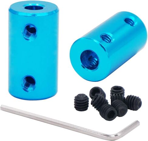 Twidec/2Pcs 5mm to 6mm Bore Flexible Shaft Coupling Robot Motor Wheel Blue Aluminum Casing Rigid Coupler Connector COUPLER-BU-5-6 in Saudi Arabia