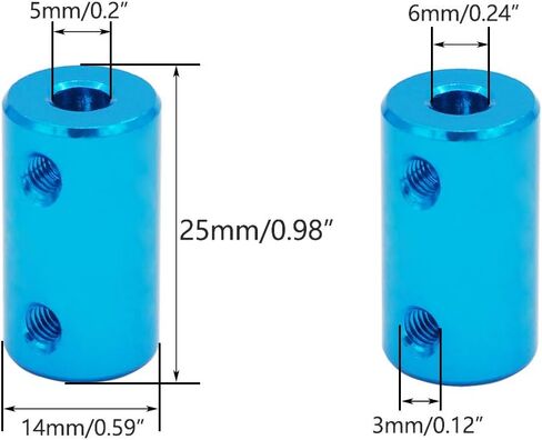 Twidec/2Pcs 5mm to 6mm Bore Flexible Shaft Coupling Robot Motor Wheel Blue Aluminum Casing Rigid Coupler Connector COUPLER-BU-5-6 in Saudi Arabia