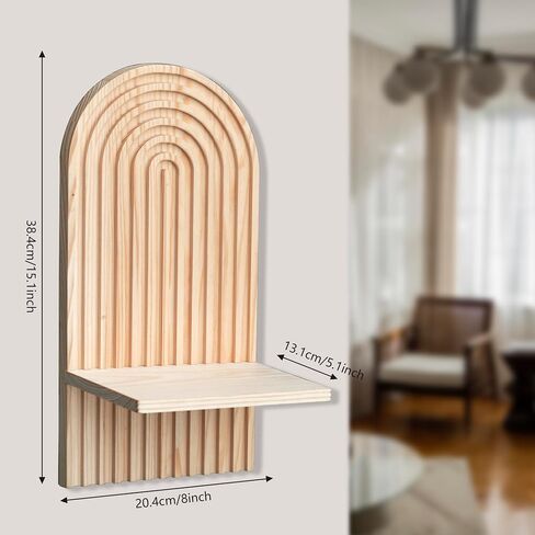 2 Pieces Boho Wall Shelf, Mid Century Shelves, Decorative Storage Unit, Decorative Bohemian Rainbow Hanging Shelves for Bathroom, Bedroom, Kitchen, Living Room, Laundry Room (Brown) in Saudi Arabia