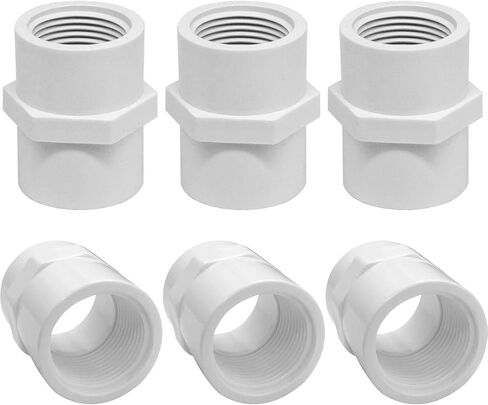 YSIL PVC Fittings Female Adapter (Socket x Female Pipe Thread) 2 Way 1-1/2 Inch 6PCS,PVC Pipe Coupling for 1-1/2 Inch Sch40 PVC Pipe White in Kuwait