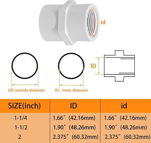 YSIL PVC Fittings Female Adapter (Socket x Female Pipe Thread) 2 Way 1-1/2 Inch 6PCS,PVC Pipe Coupling for 1-1/2 Inch Sch40 PVC Pipe White in Kuwait