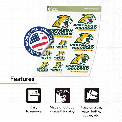 ملصق جامعة ميشيغان الشمالية لصبار الصحراء NMU Wildcats ملصقات شارات الفينيل زجاجة مياه للكمبيوتر المحمول وقصاصات السيارة T3 (النوع 3-1) in Saudi Arabia