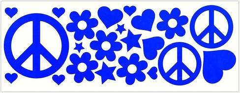 LiteMark Reflective Black Sixties Peace and Love Sticker, 60's Style - Pack of 22 Pcs (Hearts, Stars, Flowers, and Peace Signs) in Saudi Arabia