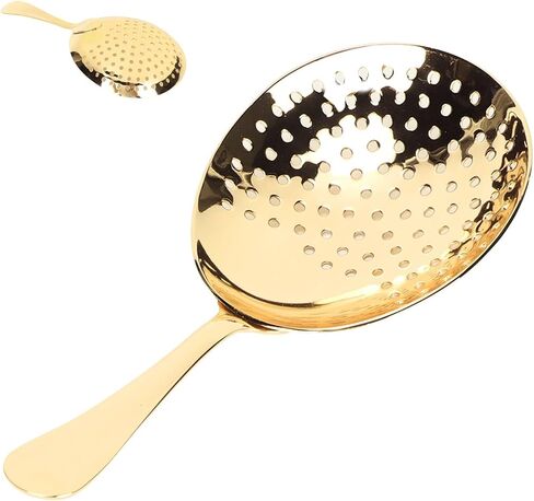 Julep Strainer, Stainless Steel Cocktail Strainer Bar Strainer Cocktail Strainer Spoon Drink Strainer with Handle for Home or Commercial Bar(Gold) in Saudi Arabia