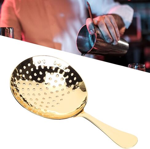 Julep Strainer, Stainless Steel Cocktail Strainer Bar Strainer Cocktail Strainer Spoon Drink Strainer with Handle for Home or Commercial Bar(Gold) in Saudi Arabia