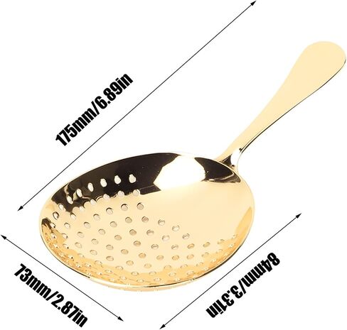 Julep Strainer, Stainless Steel Cocktail Strainer Bar Strainer Cocktail Strainer Spoon Drink Strainer with Handle for Home or Commercial Bar(Gold) in Saudi Arabia