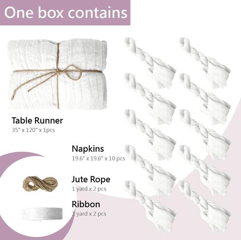 Brick Red Table Runner 35" x 120" (305cm) 10 Pack Napkins (19.6"*19.6" ) Set Long Boho semi Sheer Gauze for Wedding Birthday Christmas Holiday Party and Home Decor Thanksgiving in Kuwait