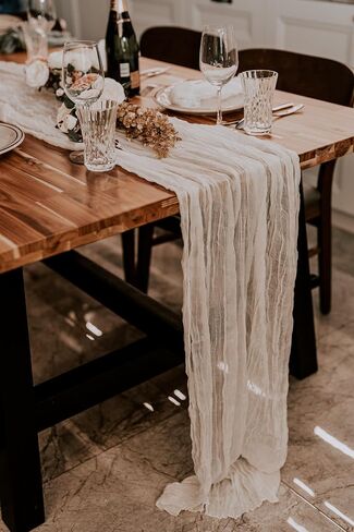 Brick Red Table Runner 35" x 120" (305cm) 10 Pack Napkins (19.6"*19.6" ) Set Long Boho semi Sheer Gauze for Wedding Birthday Christmas Holiday Party and Home Decor Thanksgiving in Kuwait
