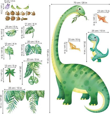 decalmile Boho Baby Dinosaurs Wall Decals Dino Palm Tree Volcano Wall Stickers Boys Bedroom Toddler Room Baby Nursery Wall Decor in Kuwait