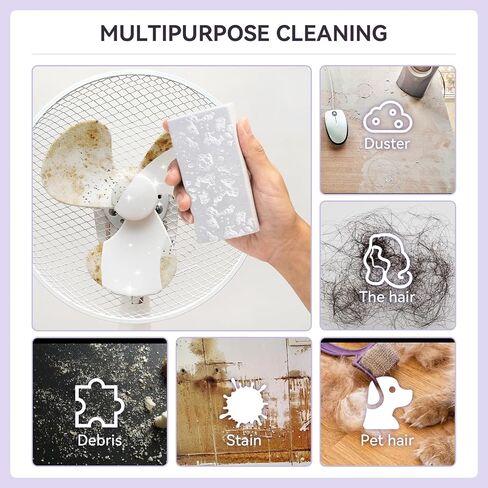 4-Pack Damp Clean Duster Sponge, Sponge Cleaning Brush, Duster for Cleaning Blinds, Glass, Baseboards, Vents, Railings, Mirrors, Window Track Grooves and Faucets Gray Non-Scratch Sponges in Saudi Arabia