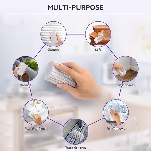 4-Pack Damp Clean Duster Sponge, Sponge Cleaning Brush, Duster for Cleaning Blinds, Glass, Baseboards, Vents, Railings, Mirrors, Window Track Grooves and Faucets Gray Non-Scratch Sponges in Saudi Arabia