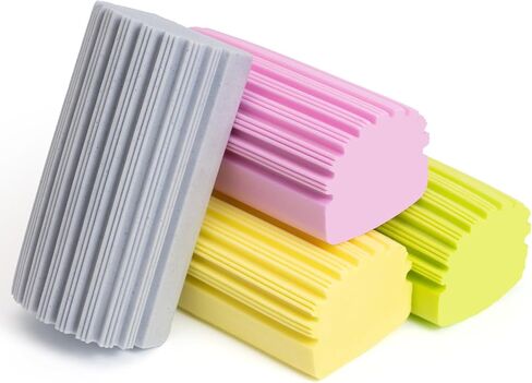 4-Pack Damp Clean Duster Sponge, Sponge Cleaning Brush, Duster for Cleaning Blinds, Glass, Baseboards, Vents, Railings, Mirrors, Window Track Grooves and Faucets Gray Non-Scratch Sponges in Saudi Arabia