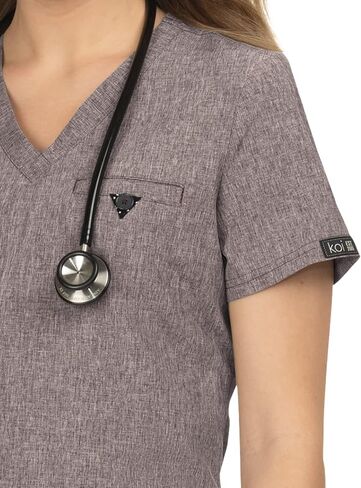 KOI Basics 1011 قميص Kade Scrub للسيدات من Heather Taupe M in Saudi Arabia