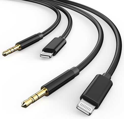 2 Pack [Apple MFi Certified] iPhone Aux Cord for Car, Lightning to 3.5mm Headphone Jack Adapter Male Car Stereo Aux Audio Cable for iPhone 14 13 12 11 XS XR X 8 7 to Car Home Stereo/Headphone/Speaker in Kuwait