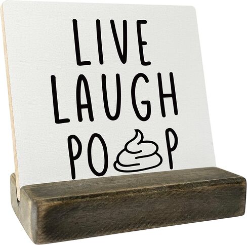 علامة خشب الحمام، علامة أنبوب الضحك المباشر، لوحة مع حامل خشبي، هدية لوحة علامة خشبية للحمام، ديكور حمام مضحك، ديكور منزلي مضحك للمرحاض، علامة خشبية صغيرة in Kuwait