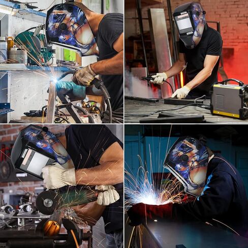 Welding Helmet True Color Auto Darkening Hood for TIG MIG ARC Welder Mask with Adjustable Shade Range 4/5-9/9-13… in Kuwait