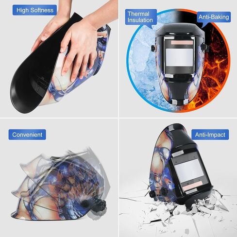 Welding Helmet True Color Auto Darkening Hood for TIG MIG ARC Welder Mask with Adjustable Shade Range 4/5-9/9-13… in Kuwait