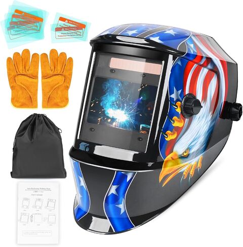 Welding Helmet True Color Auto Darkening Hood for TIG MIG ARC Welder Mask with Adjustable Shade Range 4/5-9/9-13… in Kuwait