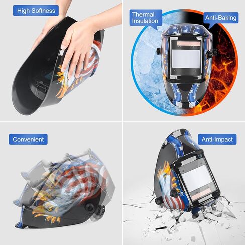 Welding Helmet True Color Auto Darkening Hood for TIG MIG ARC Welder Mask with Adjustable Shade Range 4/5-9/9-13… in Kuwait